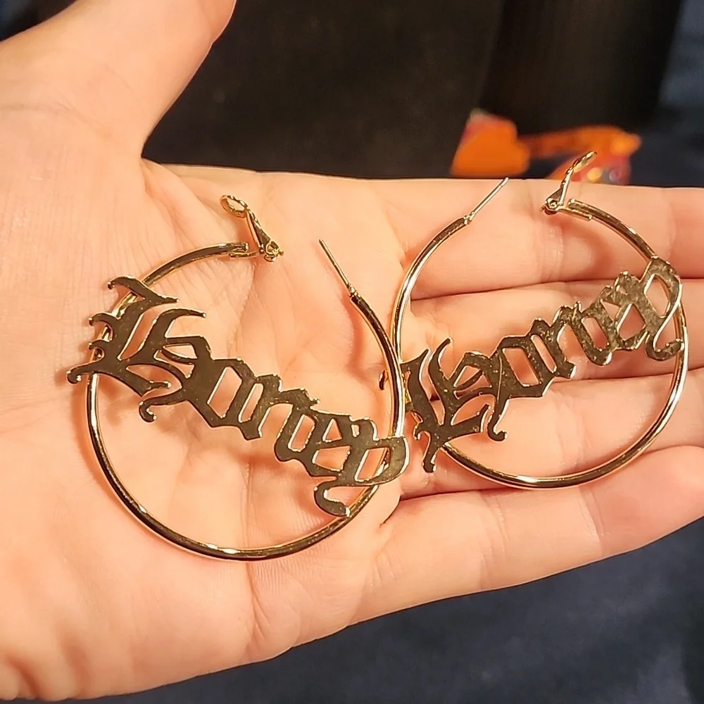 Gold tone Honey Bunny  hoop earrings - Picture 2 of 2